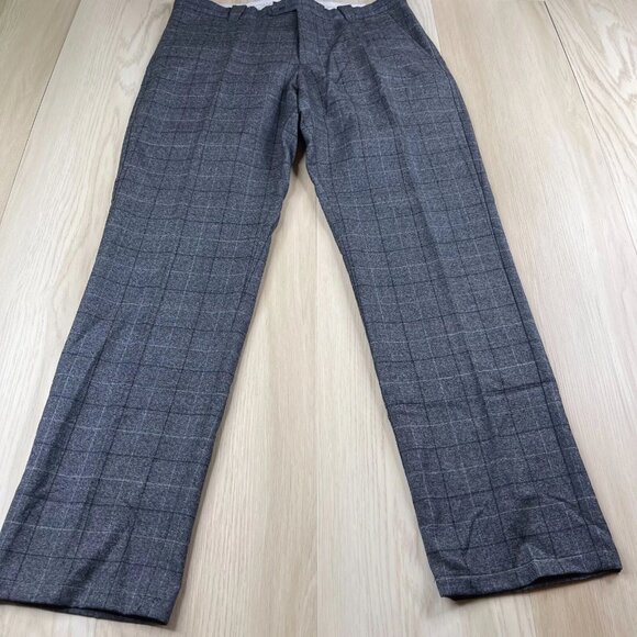 Bloomingdale's Mens Gray Wool Checked Flat Front Staright Leg Pants Size 34Wx32L - Picture 1 of 11